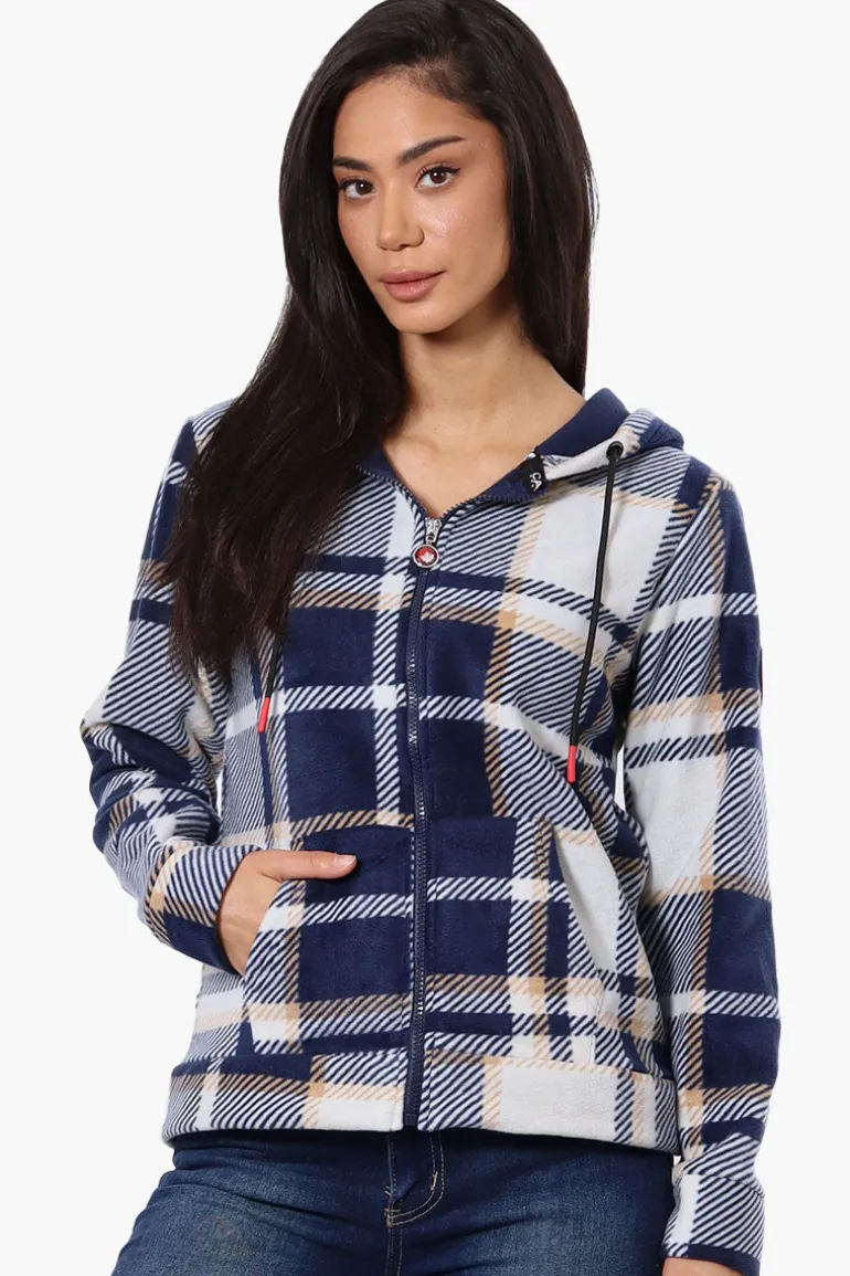 Canada Weather Gear Plaid Fleece Hoodie - Navy