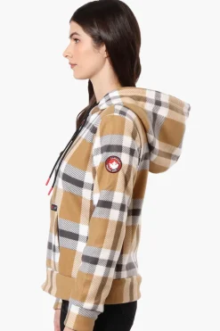 Canada Weather Gear Plaid Fleece Lined Hoodie - Beige
