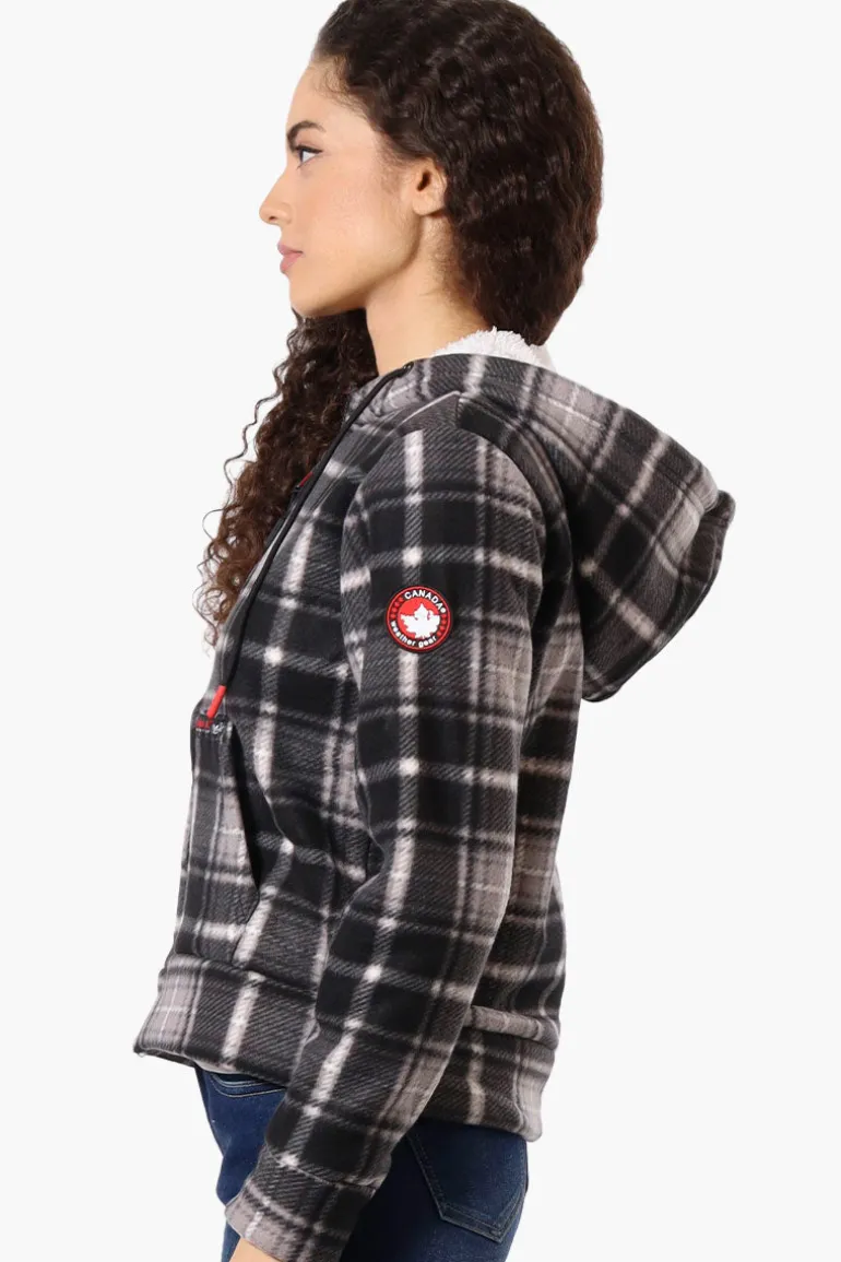 Canada Weather Gear Plaid Fleece Lined Hoodie - Black