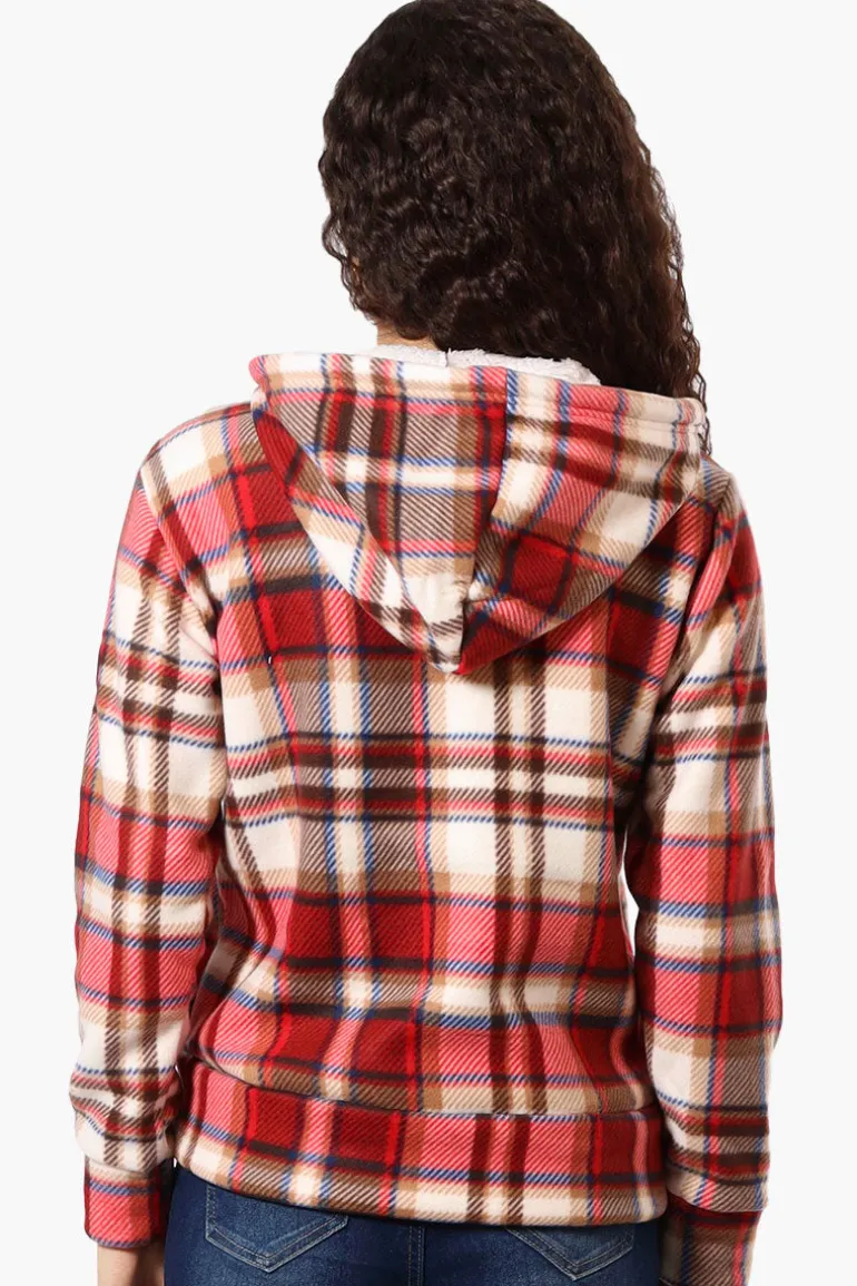 Canada Weather Gear Plaid Fleece Lined Hoodie - Red