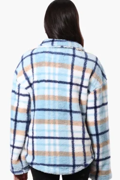 Canada Weather Gear Plush Plaid Lightweight Jacket - Blue