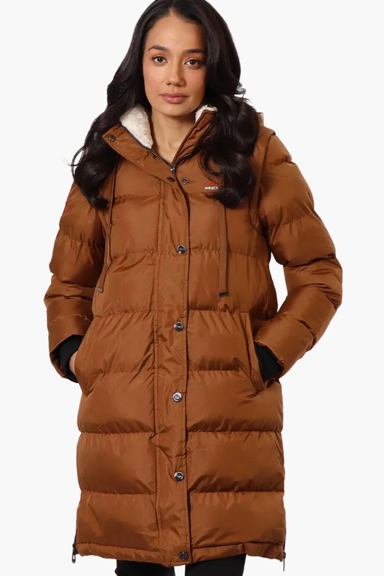 Canada Weather Gear Side Slit Puffer Parka Jacket - Brown