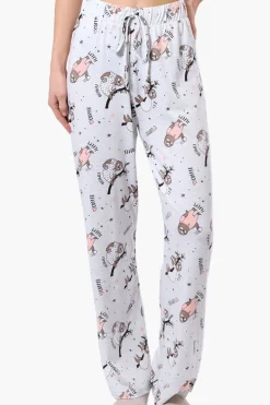 Canada Weather Gear Sloth Pattern Wide Leg Pajama Pants - Grey