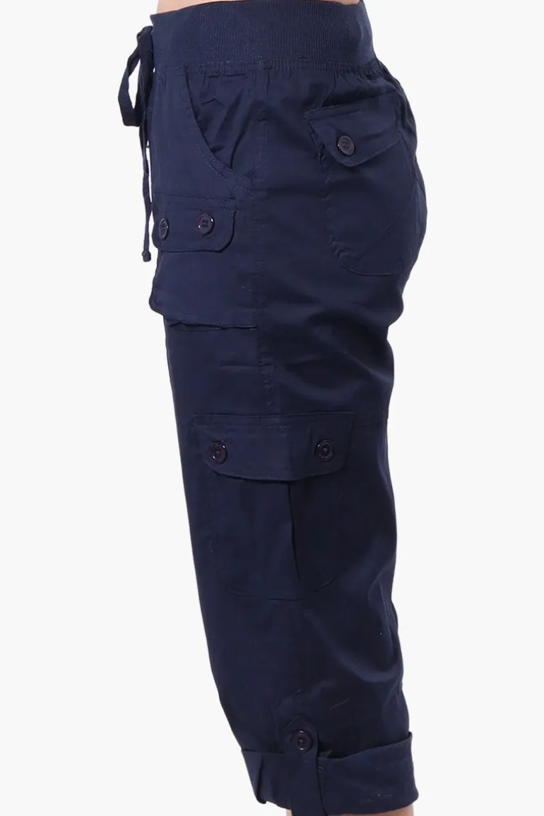 Canada Weather Gear Tie Waist Cargo Capris - Navy