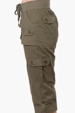 Canada Weather Gear Tie Waist Cargo Capris - Olive