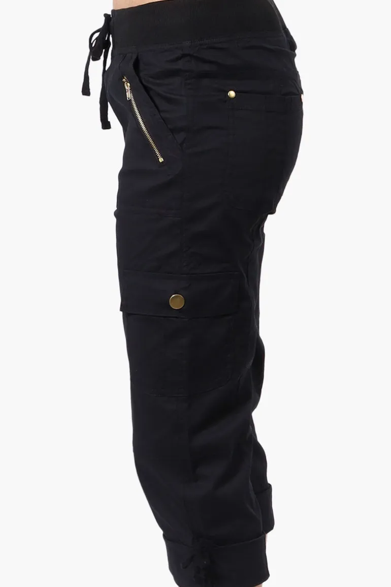 Canada Weather Gear Tie Waist Cargo Capris - Black