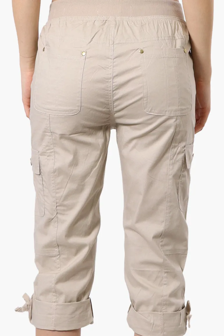 Canada Weather Gear Tie Waist Cargo Capris - Beige