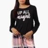 Canada Weather Gear Up All Night Print Drawstring Pajama Top - Black