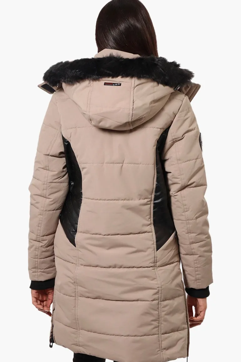 Canada Weather Gear Vegan Leather Insert Parka Jacket - Beige