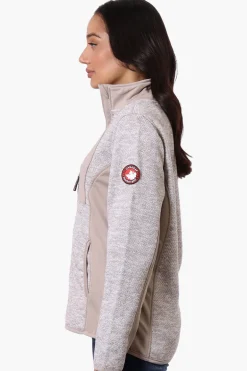 Canada Weather Gear Zip Up Chest Pocket Fleece Lightweight Jacket - Beige