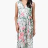 Costa Blanca Floral Crossover Belted Maxi Dress - White