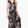 Costa Blanca Floral Crossover Belted Maxi Dress - Black