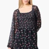 Costa Blanca Floral Square Neck Smocked Day Dress - Black