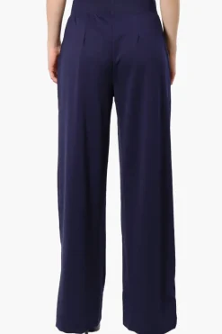 Costa Blanca Pleated Wide Leg Pants - Navy