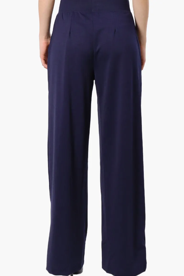 Costa Blanca Pleated Wide Leg Pants - Navy