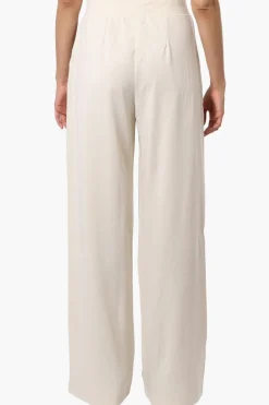Costa Blanca Pleated Wide Leg Pants - Cream