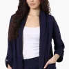Costa Blanca Roll Up Sleeve Open Blazer - Navy