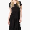 Costa Blanca Short Sleeve Tiered Maxi Dress - Black
