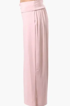 Costa Blanca Solid Fold Over Cropped Pants - Pink