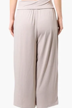 Costa Blanca Solid Fold Over Cropped Pants - Beige