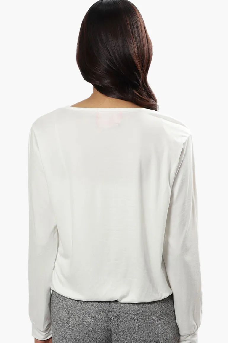 Cuddly Canuckies Feline Fine Print Pajama Top - White