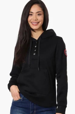 Fahrenheit Basic Henley Hoodie - Black