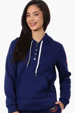 Fahrenheit Basic Henley Hoodie - Navy