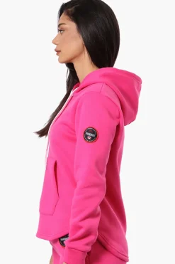 Fahrenheit Basic Henley Hoodie - Pink