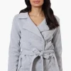Fahrenheit Belted Double Breasted Lightweight Jacket - Grey