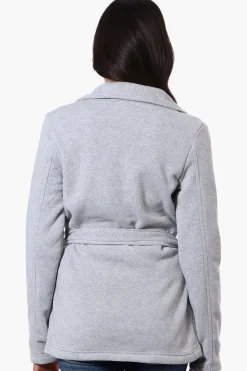 Fahrenheit Belted Double Breasted Lightweight Jacket - Grey