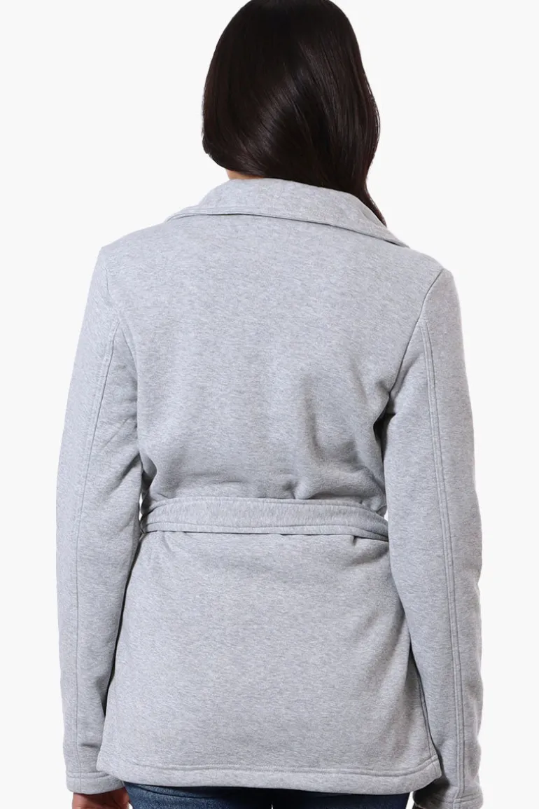 Fahrenheit Belted Double Breasted Lightweight Jacket - Grey