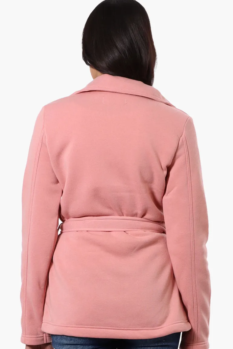 Fahrenheit Belted Double Breasted Lightweight Jacket - Pink