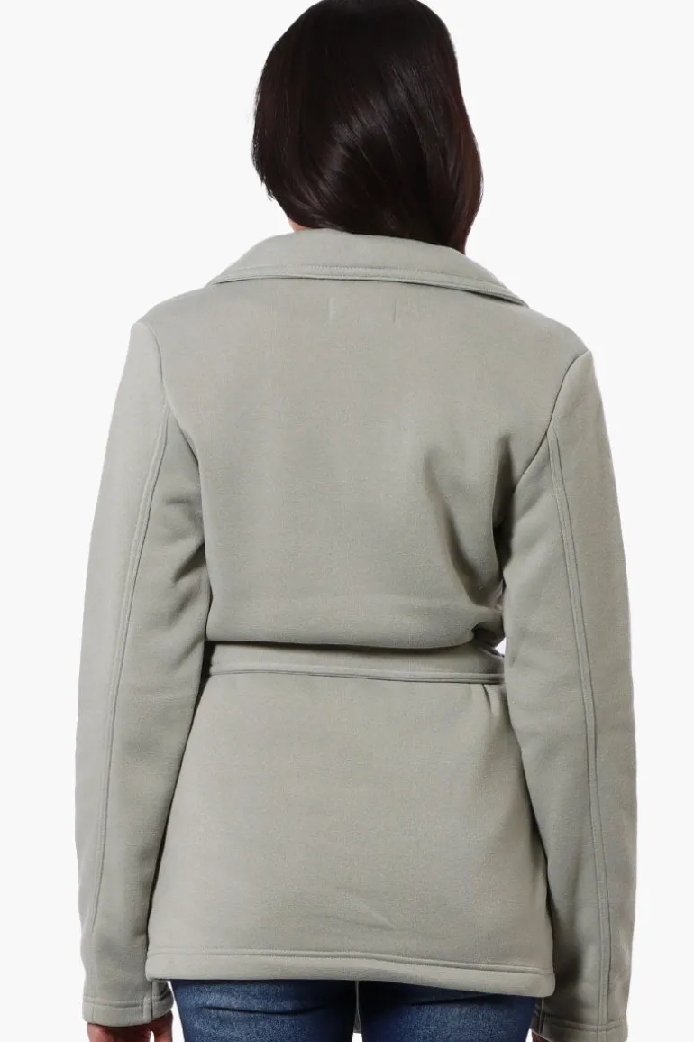 Fahrenheit Belted Double Breasted Lightweight Jacket - Olive