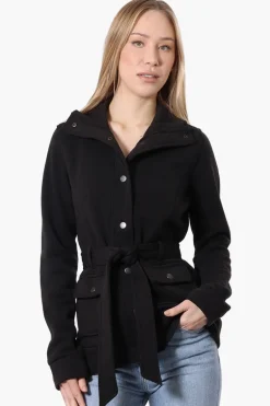 Fahrenheit Belted Fleece Lightweight Jacket - Black