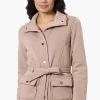Fahrenheit Belted Fleece Lightweight Jacket - Beige