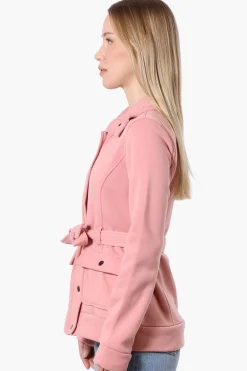 Fahrenheit Belted Fleece Lightweight Jacket - Pink