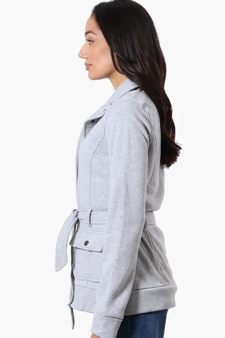 Fahrenheit Belted Fleece Lightweight Jacket - Grey