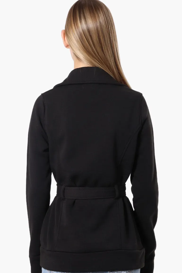 Fahrenheit Belted Fleece Lightweight Jacket - Black