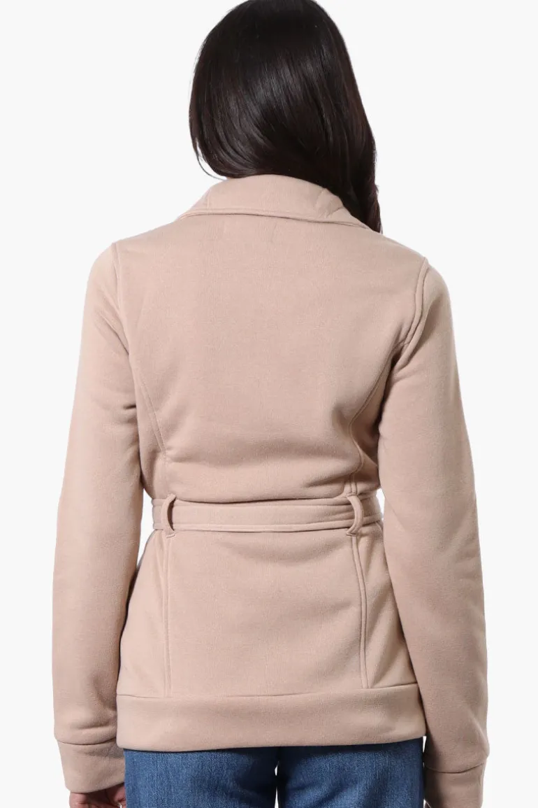 Fahrenheit Belted Fleece Lightweight Jacket - Beige