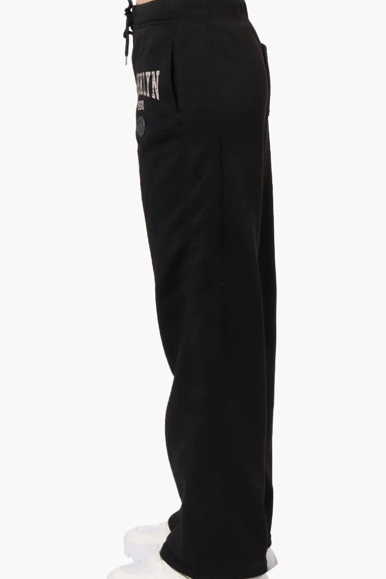 Fahrenheit Brooklyn Print Fleece Sweatpants - Black