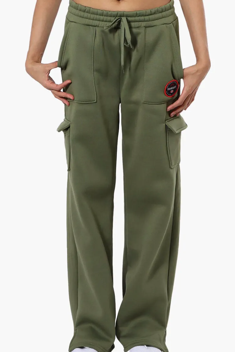 Fahrenheit Fleece Tie Waist Cargo Sweatpants - Olive