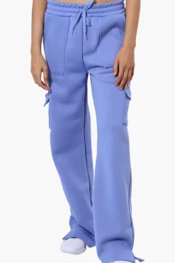 Fahrenheit Fleece Tie Waist Cargo Sweatpants - Blue