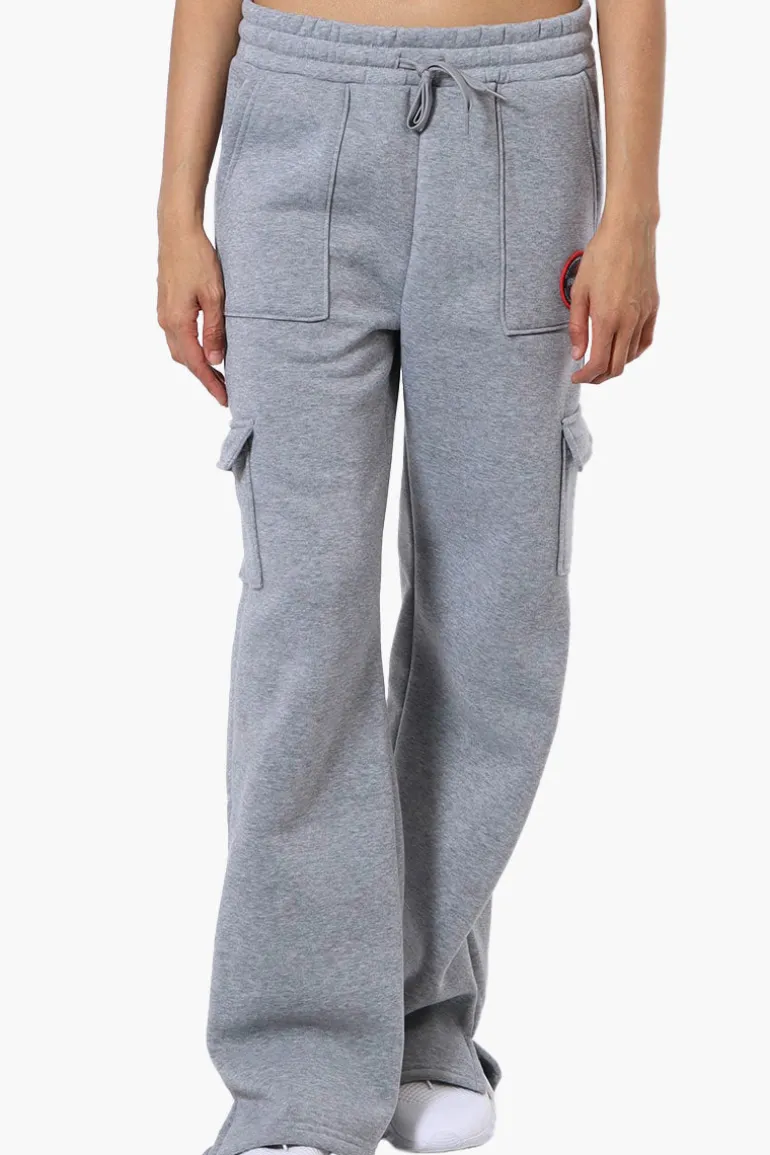 Fahrenheit Fleece Tie Waist Cargo Sweatpants - Grey