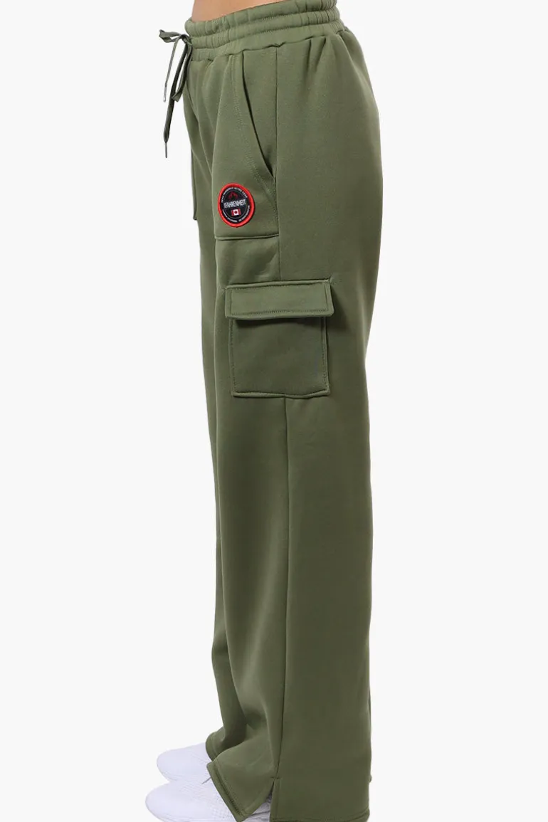Fahrenheit Fleece Tie Waist Cargo Sweatpants - Olive