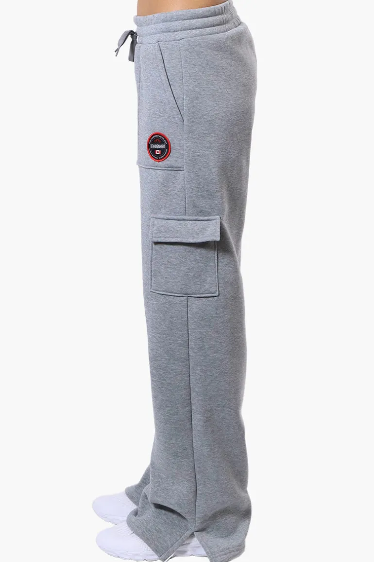 Fahrenheit Fleece Tie Waist Cargo Sweatpants - Grey