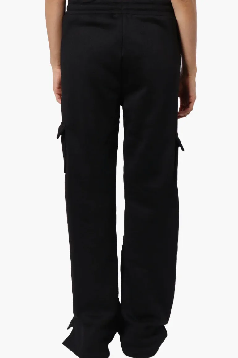 Fahrenheit Fleece Tie Waist Cargo Sweatpants - Black