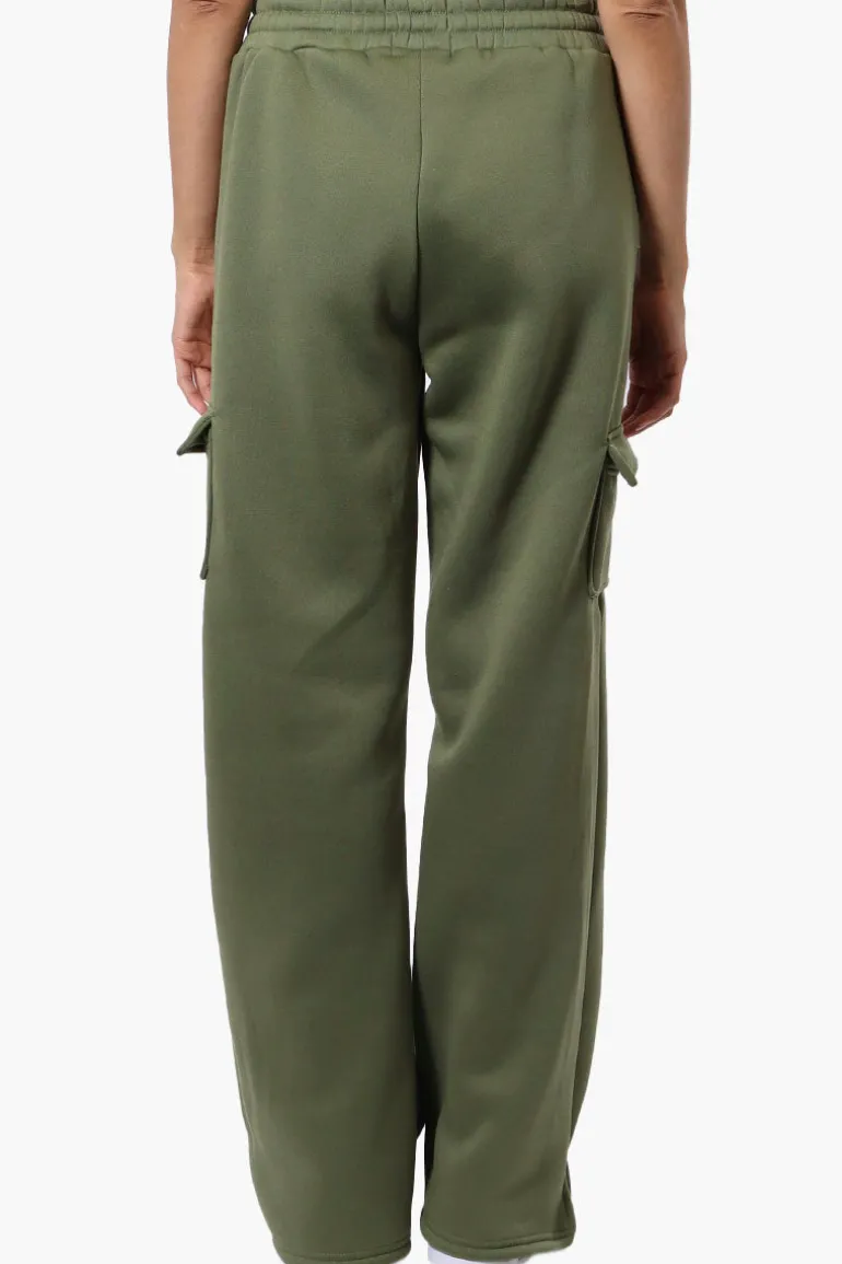 Fahrenheit Fleece Tie Waist Cargo Sweatpants - Olive