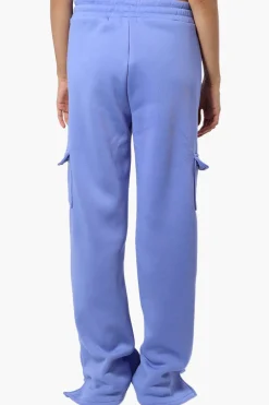 Fahrenheit Fleece Tie Waist Cargo Sweatpants - Blue