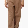 Fahrenheit Fleece Wide Leg Cargo Sweatpants - Camel