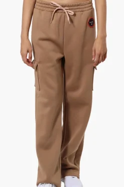 Fahrenheit Fleece Wide Leg Cargo Sweatpants - Camel